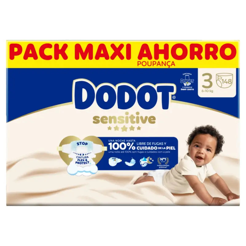 Dodot Sensitive Taille 3, Couches, 6Kg-10Kg , 148 pcs