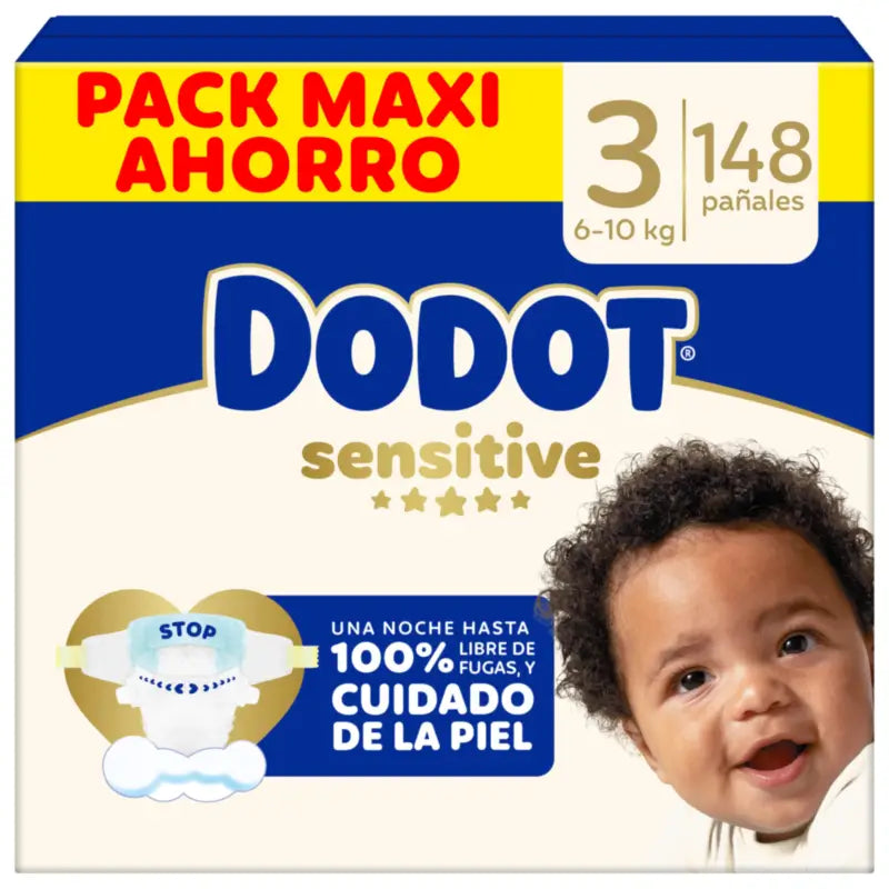 Dodot Sensitive Taille 3, Couches, 6Kg-10Kg , 148 pcs