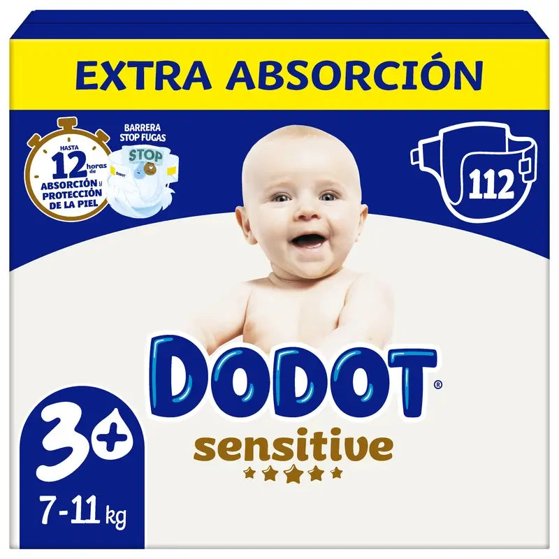 Dodot Sensitive Extra-Box Size 3+, 112 Nappies