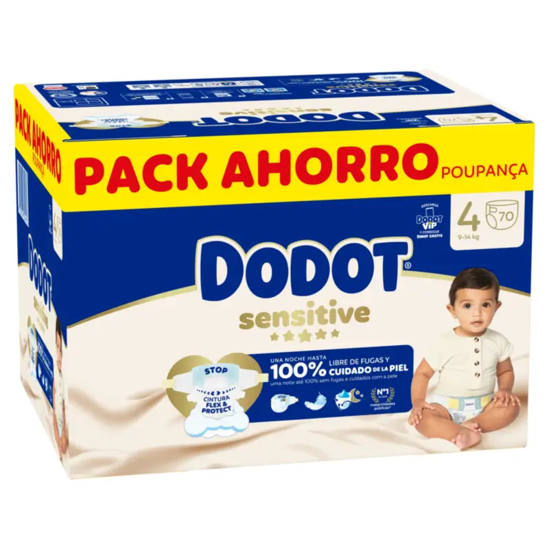 Dodot Sensitive Taille 4 9 Kg, 14 Kg, 140 Couches + Lingettes 6X