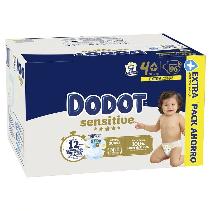 Dodot Sensitive Extra-Box Taille 4+, 96 couches