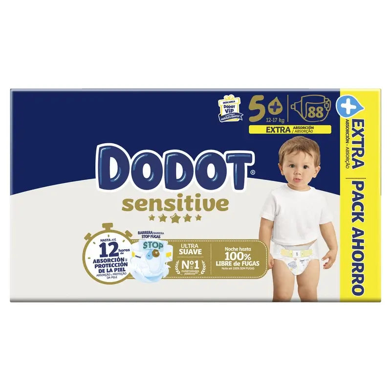 Dodot Sensitive Extra-Box Taille 5+, 88 couches