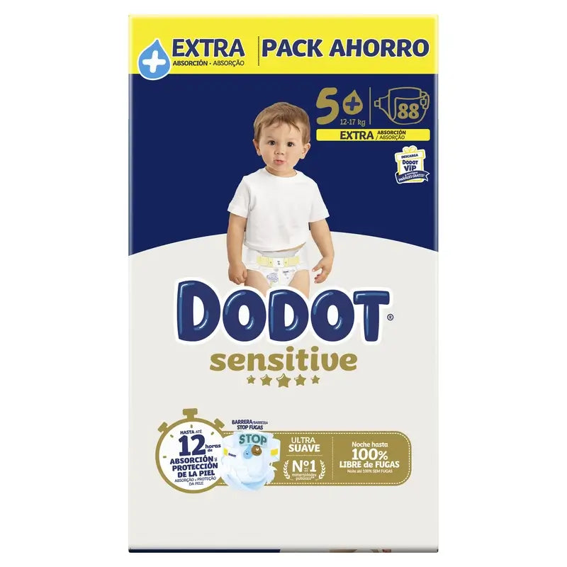 Dodot Sensitive Extra-Box Taille 5+, 88 couches