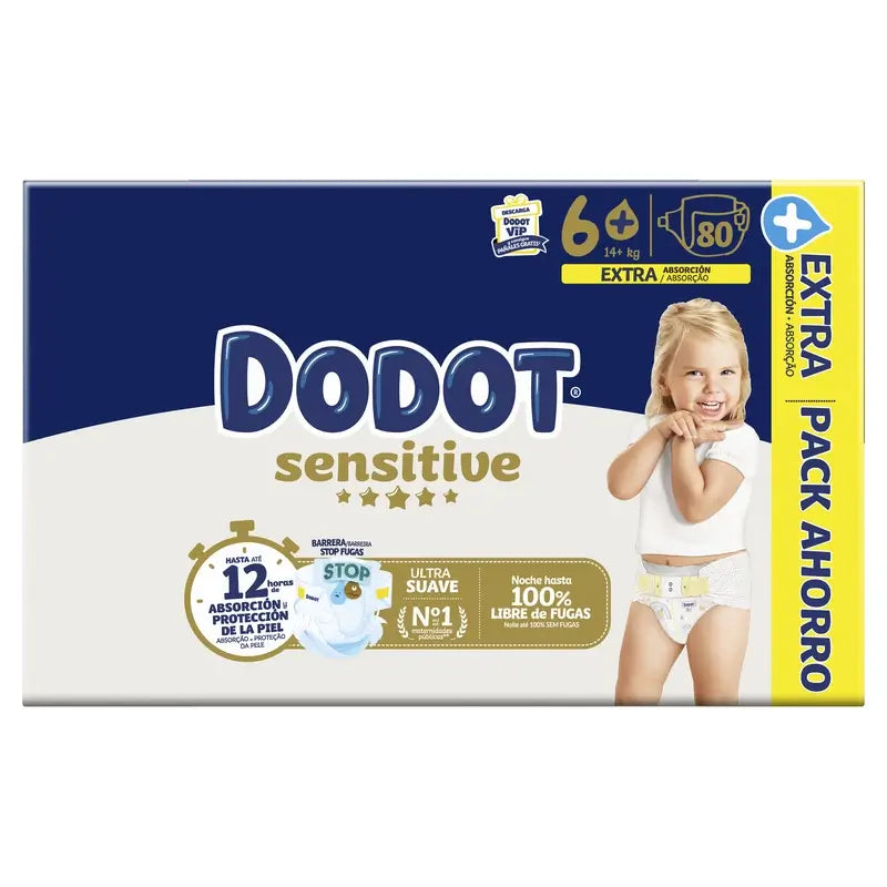 Dodot Sensitive Extra-Box Taille 6+, 80 couches