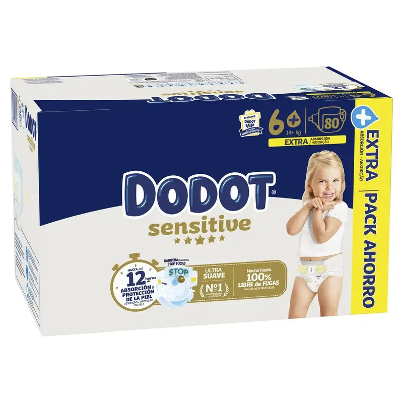 Dodot Sensitive Extra-Box Taille 6+, 80 couches