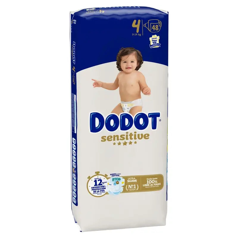 Dodot Sensitive Taille 4 (9-14 Kg), 48 couches