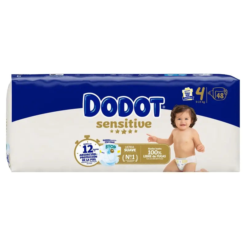 Dodot Sensitive Taille 4 (9-14 Kg), 48 couches