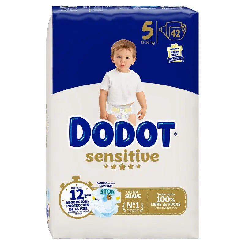 Dodot Sensitive Nappy Size 5 (12-16 Kg), 42 pieces