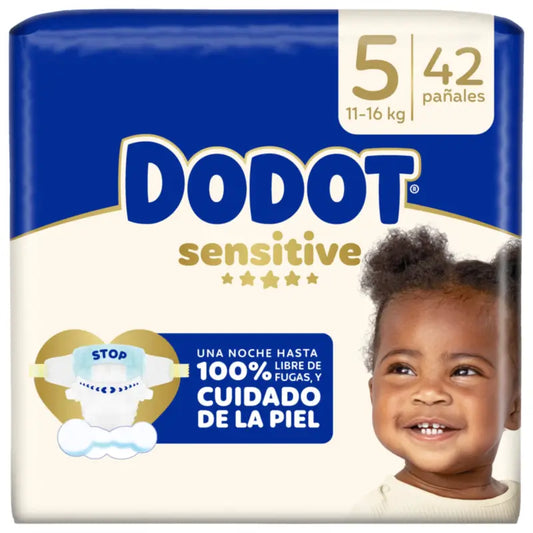 Dodot Sensitive Taille 5 (12-16 Kg), 42 couches
