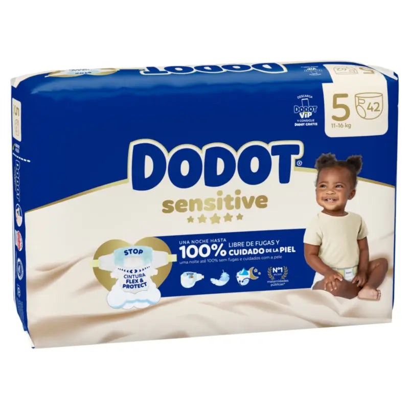 Dodot Sensitive Taille 5 (12-16 Kg), 42 couches