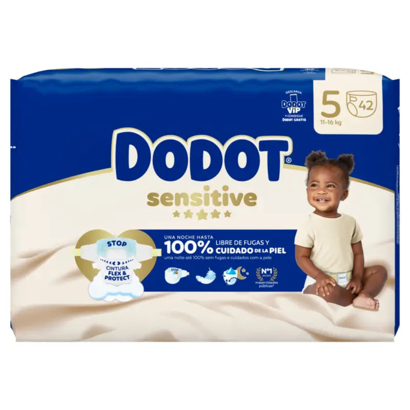 Dodot Sensitive Taille 5 (12-16 Kg), 42 couches