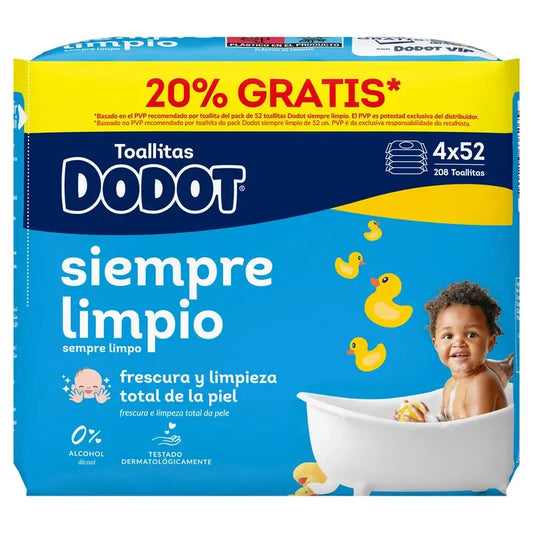 Dodot Dodot Lingettes rechargeables, 208 pcs.