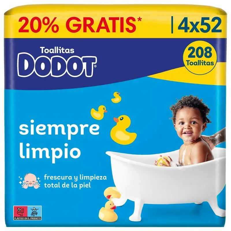 Dodot Dodot Lingettes rechargeables, 208 pcs.