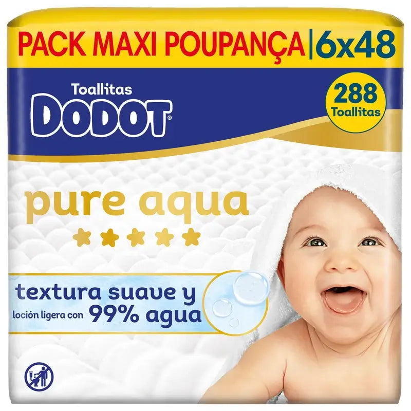 Dodot Pure Aqua Wipes, 6x48, 288 pcs.