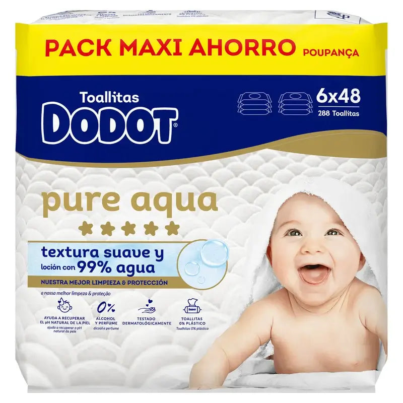 Dodot Pure Aqua Wipes, 6x48, 288 pcs.
