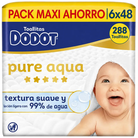 Dodot Pure Aqua Wipes, 6x48, 288 pcs.