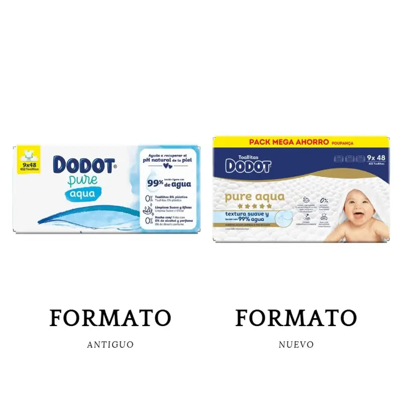 Dodot Pure Aqua Baby Wipes, 432 pièces