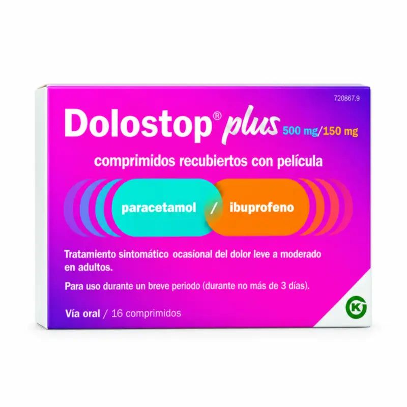 Dolostop Plus 500 mg/150 mg, 16 Comprimés