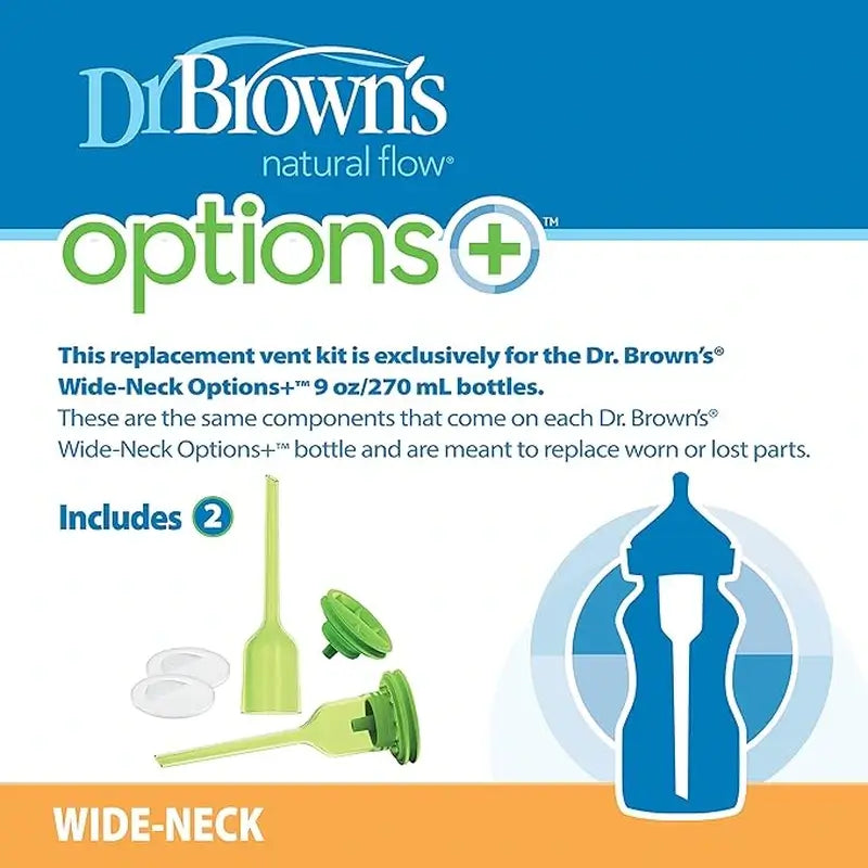 Kit de recharge Dr. Brown's 270 ml (2 valves, 2 tubes et 2 bouchons)