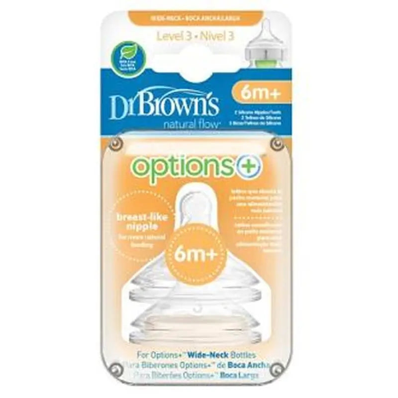 Brown's Options Teat B/Ancha Sili Redon N3 +6M 2Un