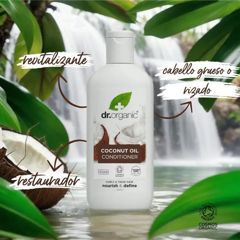 Après-shampoing à l'huile de coco Dr. Organic Cheveux épais ou bouclés, 265 ml