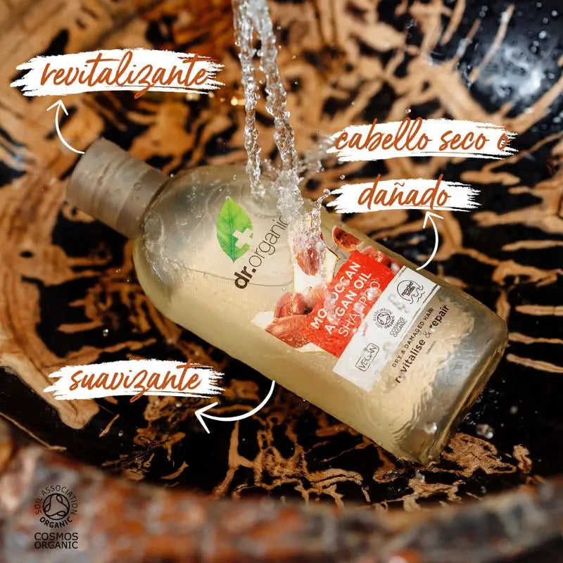 Shampooing à l'huile d'argan Dr. Organic Cheveux secs ou abîmés, 265 ml