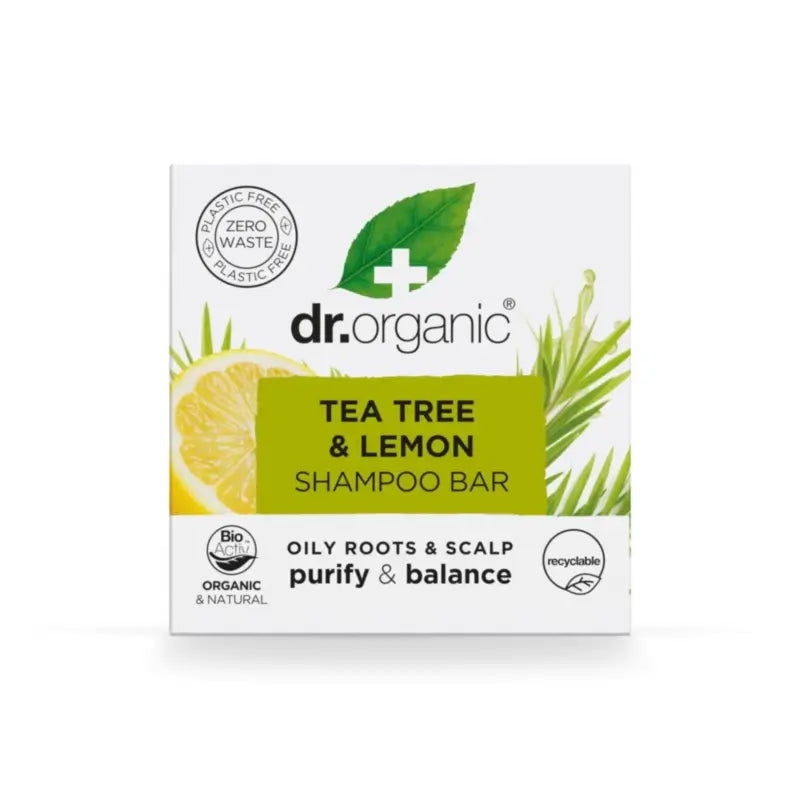 Dr.Organic Shampooing solide à l'arbre à thé et au citron - Cheveux gras, 75 ml