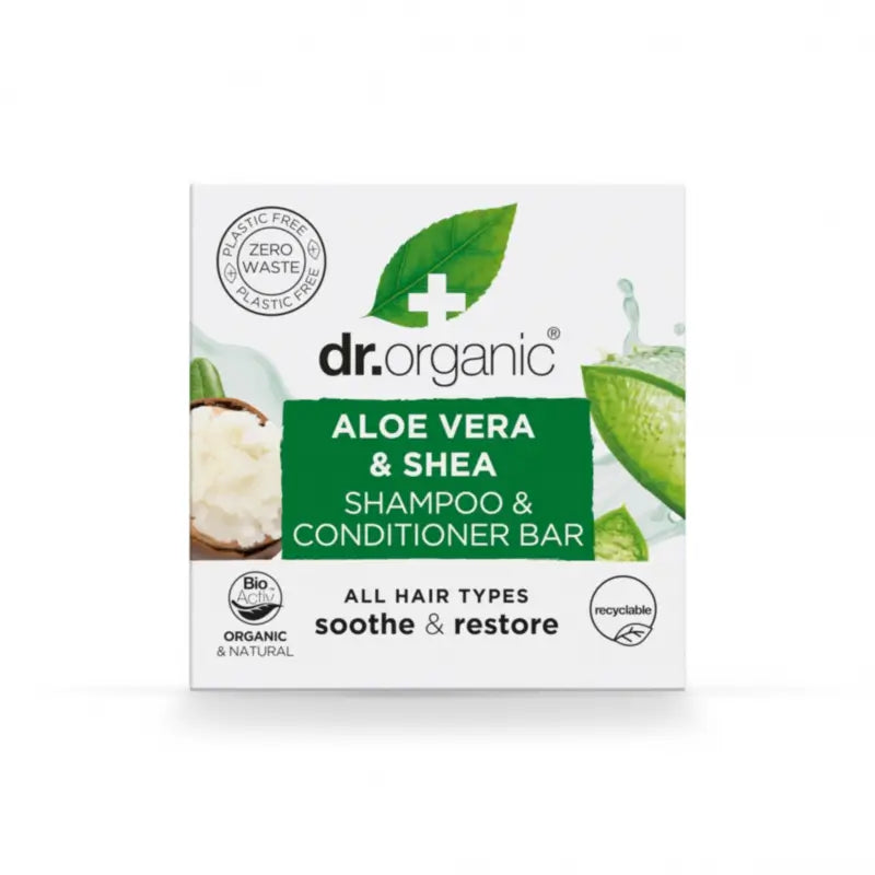 Dr.Organic Shampooing et après-shampooing solides à l'aloe vera et au karité - Tous types de cheveux, 75 ml