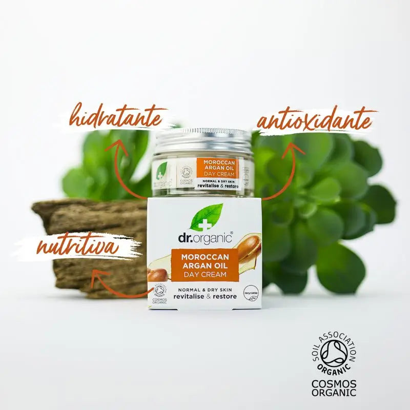 Crème de jour à l'huile d'argan Dr. Organic Peau normale à sèche, 50 ml
