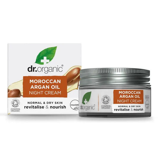 Crème de nuit à l'huile d'argan Dr. Organic Peau normale à sèche, 50 ml