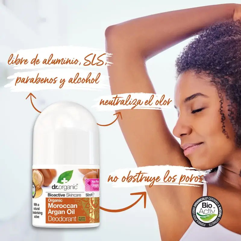 Déodorant à l'huile d'argan marocaine Dr. Organic 50Ml.
