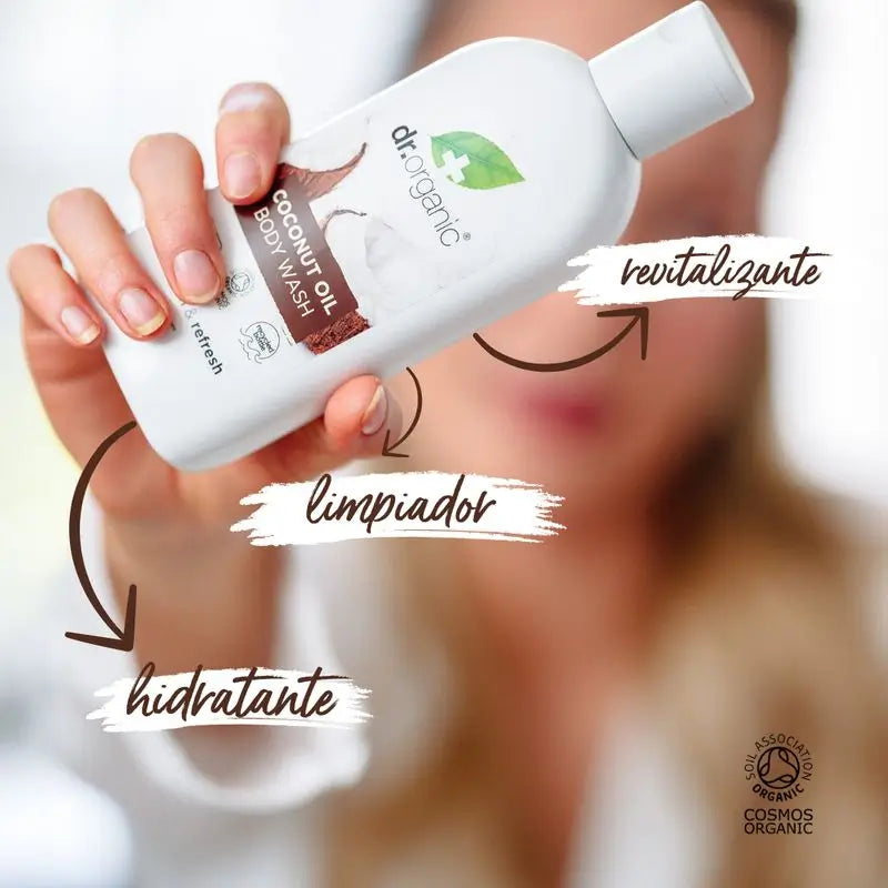 Gel douche à l'huile de coco Dr. Organic Peau sèche, 250 ml