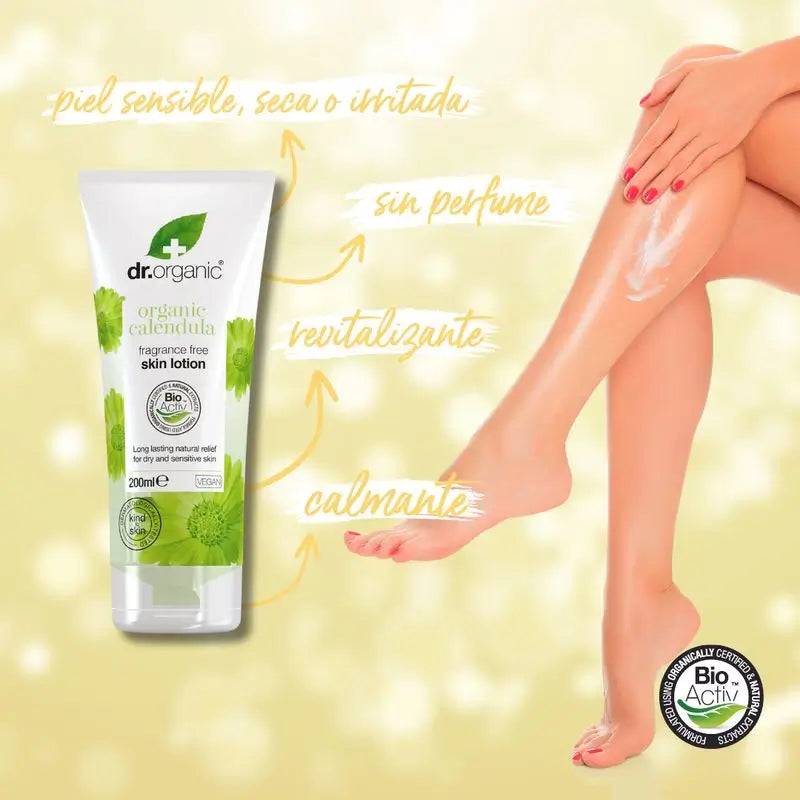 Lait corporel au Calendula pour peaux sensibles Dr. Organic 200Ml