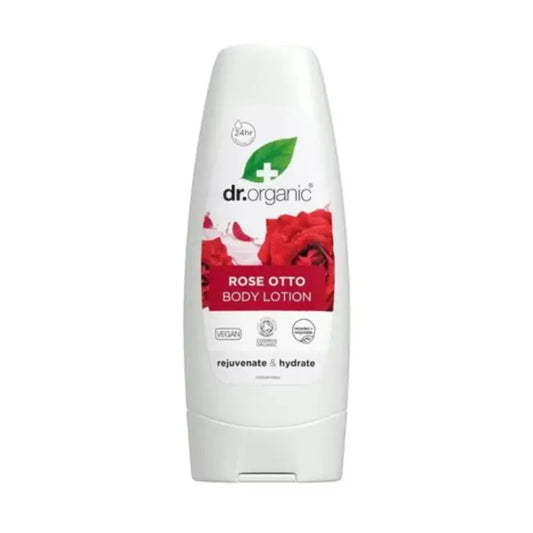 Lait corporel à la rose de Damas Dr. Organic 200Ml.