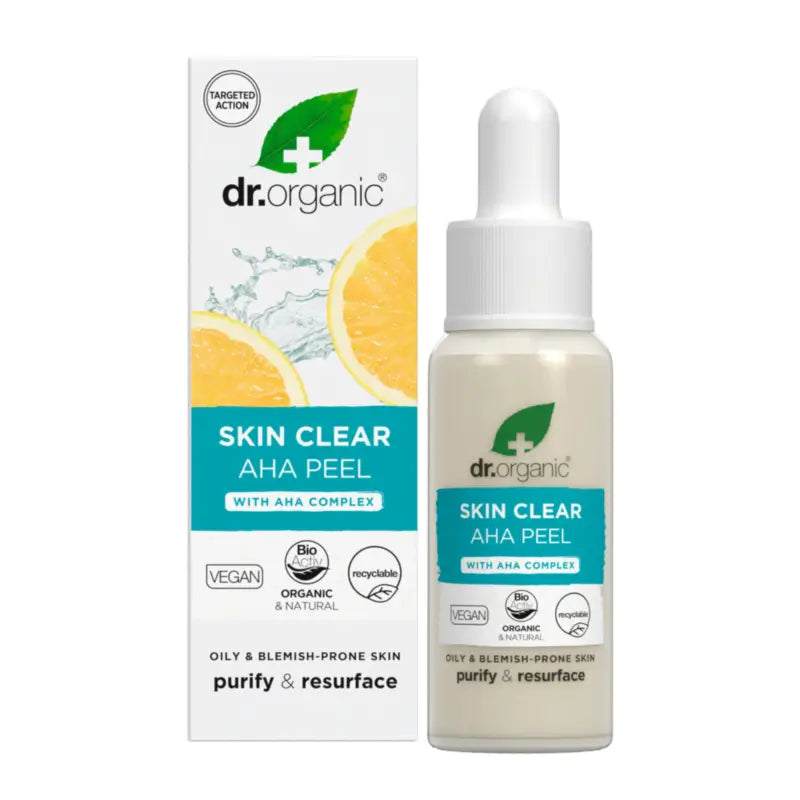 Dr.Organic Peeling purifiant AHA Skin Clear - Peaux acnéiques et taches, 30 ml