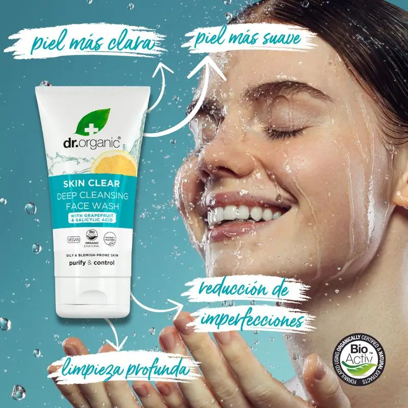 Dr. Organic Skin Clear Facial Cleanser Peau acnéique ou grasse, 125 ml