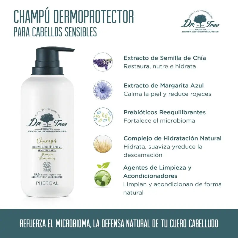 Tree Natural Shampooing dermo-protecteur pour cuir chevelu sensible 400 ml