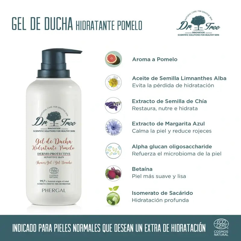  Tree Natural Gel Douche Pamplemousse Hydratant Peau Sensible 500Ml