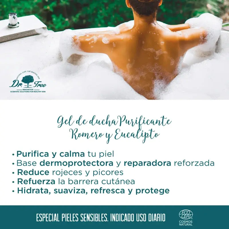 Tree Natural Gel Douche Purifiant au Romarin Peau Sensible 500Ml