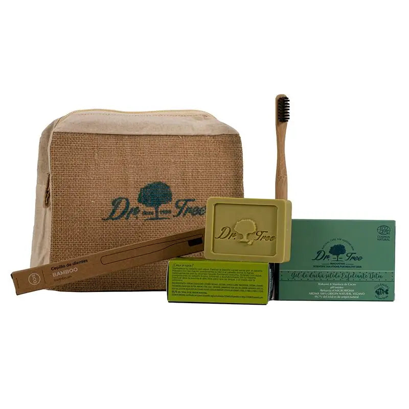 Trousse de toilette Dr. Tree Kit de voyage Shampoing Gel Solide + Brosse à dents Bambou