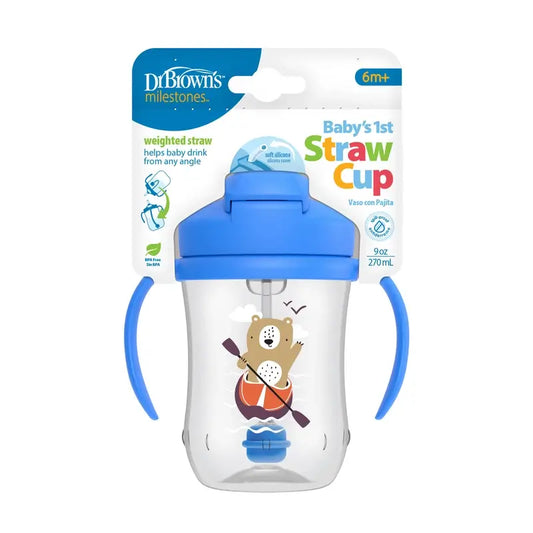 My First Cup With Straw Blue Bear de Dr. Brown's, 270 ml