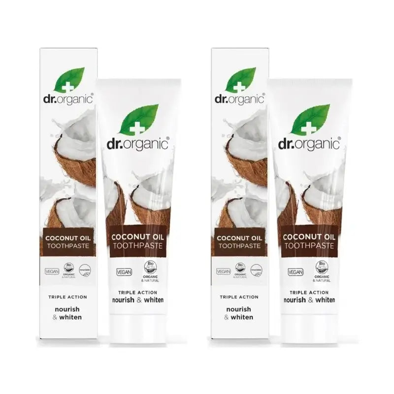 Dentifrice triple action à l'huile de noix de coco, 2X100 ml