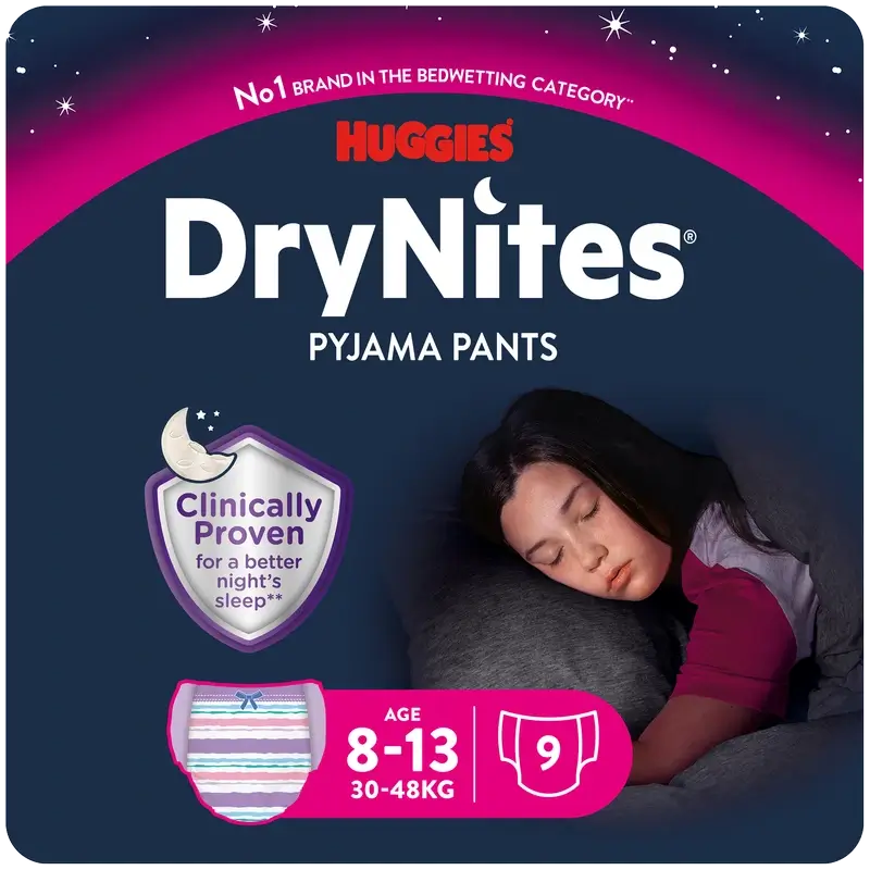 Drynites Night Nappies Size 8-13 Girl , 9 pieces