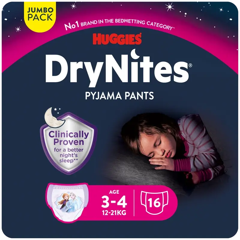 Couches de nuit pour filles Drynites Taille 3-4, 16 pièces