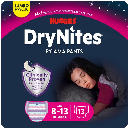 Couches de nuit pour filles Drynites Taille 8-13, 13 pièces