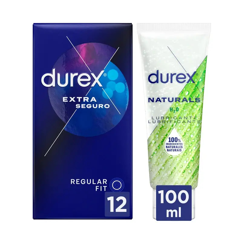 Durex Extra Safe 12 pcs + Lubrifiants Naturals (Vert) 100 ml