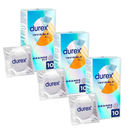 Durex Invisible Xl Ultra Thin, 10 préservatifs de taille Xl, paquet de 3