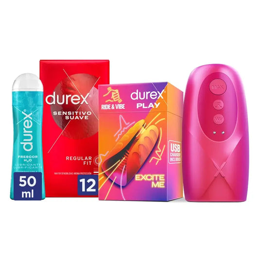 Durex Freshness Lubricant 50ml + Ride&Vibe Masturbateur de pénis + Préservatifs doux et sensibles 12 pcs.