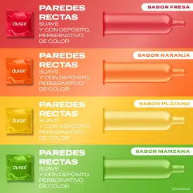 Durex Préservatifs Saboreame avec arômes fruités - Fraise, Banane, Orange et Pomme 12 unités