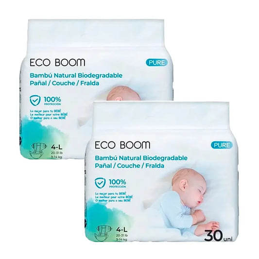 Eco Boom Pack 2X Couche en Bambou Pure L 4, 60 pcs.